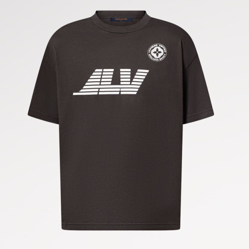 Louis Vuitton Washed Print Cotton Black T-Shirt Marque L. Vuitton Deposee